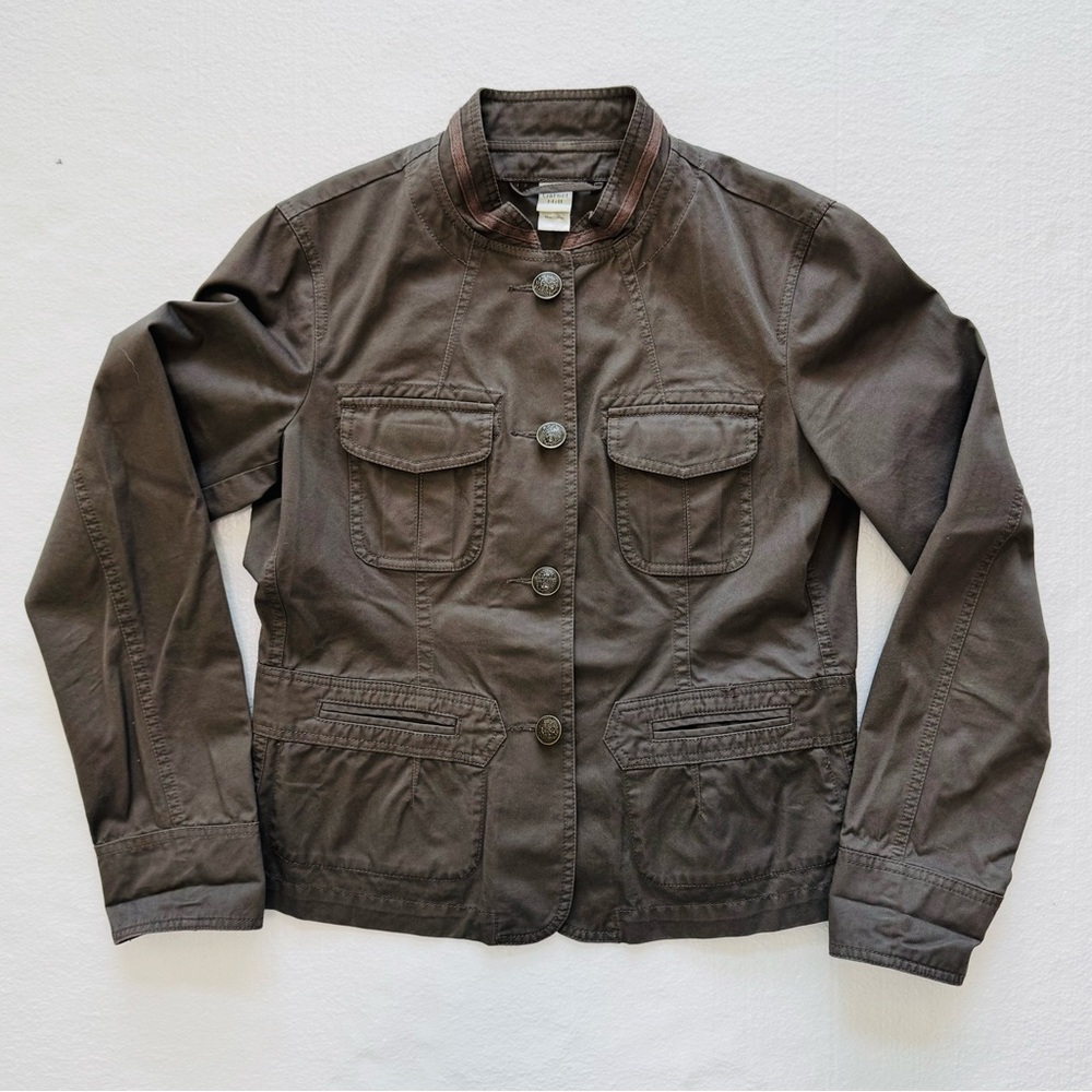 Garnet Hill Brown Button Utility Military Jacket